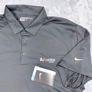 Nike Golf Dri-FIT Mens Polo Shirt McCombs Steel Logo Gray Size L Style 883681